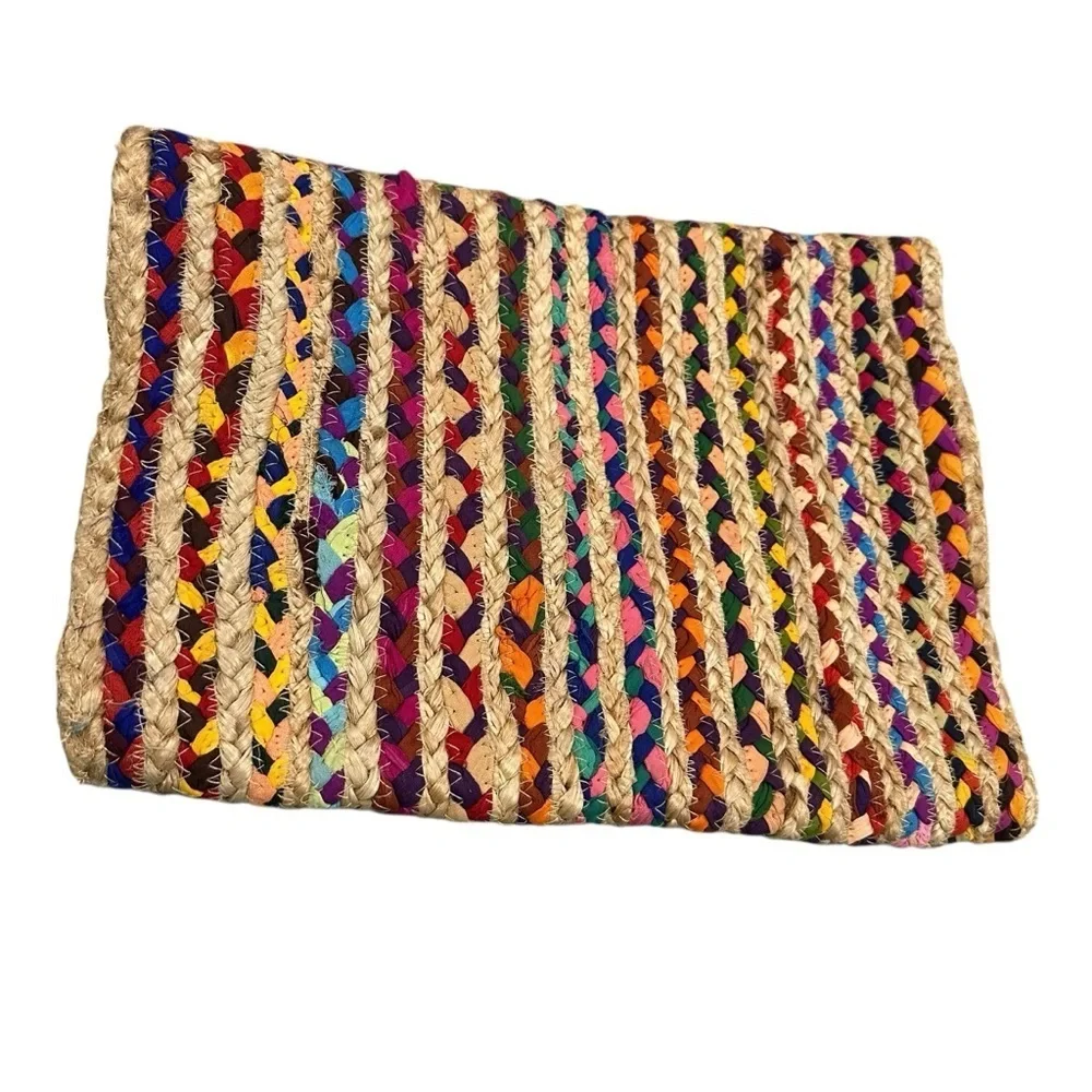 Lulus Valinda Beige Multi Striped Woven Oversized Clutch